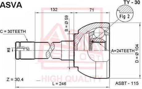 ШРУС НАРУЖНЫЙ 24x59x30 (TOYOTA LAND CRUISER 80 FZJ80/HDJ81/HZJ80 1990-2001) ASVA TY-30