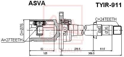 ШРУС ВНУТРЕННИЙ ПРАВЫЙ 24X40X24 (TOYOTA RAV4 ACA3#,ALA3#,GSA33,ZSA3# 2005-2012) ASVA TYIR-911