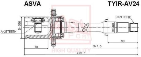 ШРУС ВНУТРЕННИЙ ПРАВЫЙ 26X40X24 (TOYOTA AVENSIS ADT25#/AZT25#/CDT250/ZZT25# 2003-2008) ASVA TYIR-AV24