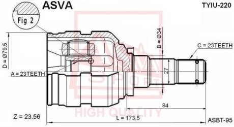 ШРУС ВНУТРЕННИЙ 23X34X23 (TOYOTA AVENSIS AT220/ZZT220 1997-2003) ASVA TYIU-220