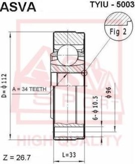 ШРУС ВНУТРЕННИЙ 34X112 (TOYOTA CAMRY MCV20/SXV20 1996-2001) ASVA TYIU-5003