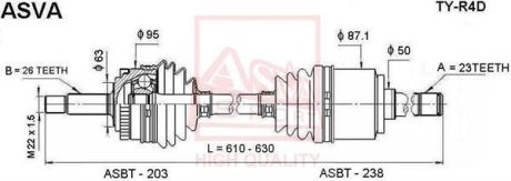 ПРИВОД ЛЕВЫЙ 23X610X26 (TOYOTA RAV4 2000-2005) ASVA TY-R4D