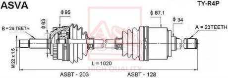 ПРИВОД ПРАВЫЙ 23X1020X26 (TOYOTA RAV4 00-) ASVA TY-R4P