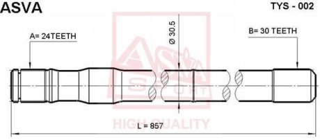 ПОЛУОСЬ ЛЕВАЯ 24X857X24 (LAND CRUISER 80) ASVA TYS-02 (фото 1)