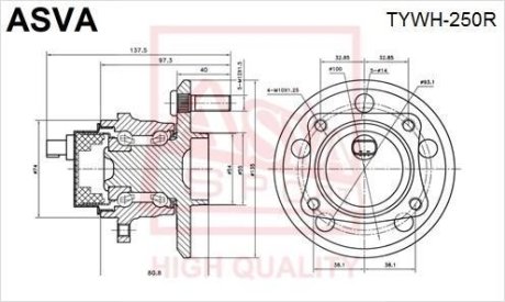 СТУПИЦА ЗАДНЯЯ С ДАТЧИКОМ АБС (AVENSIS AZT250 2003-2008) ASVA TYWH-250R