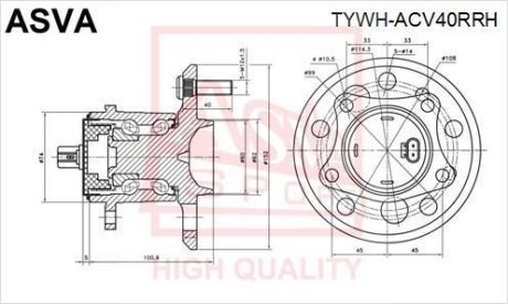 СТУПИЦА ЗАДНЯЯ ПРАВАЯ (TOYOTA CAMRY ACV30/MCV30 2001-2006) ASVA TYWH-ACV40RRH