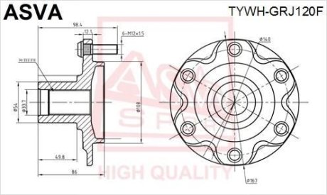 СТУПИЦА ПЕРЕДНЯЯ (TOYOTA LAND CRUISER PRADO 120 2002-) ASVA TYWH-GRJ120F