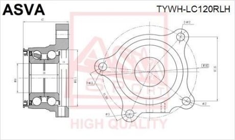 ПОДШИПНИК ЗАДНЕЙ ЛЕВОЙ СТУПИЦЫ (TOYOTA LAND CRUISER PRADO 120 2002- TOYOTA LEXUS GX470 UZJ120 2002-) ASVA TYWH-LC120RLH