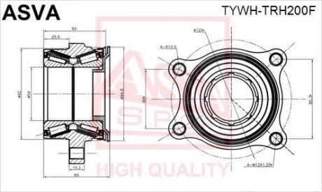 ПОДШИПНИК СТУПИЧНЫЙ ПЕРЕДНИЙ (TOYOTA HIACE KDH201/TRH201/LH200 2005-) ASVA TYWH-TRH200F