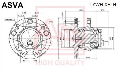 СТУПИЦА ПЕРЕДНЯЯ ЛЕВАЯ (TOYOTA MARK X GRX120 2004-2009) ASVA TYWH-XFLH