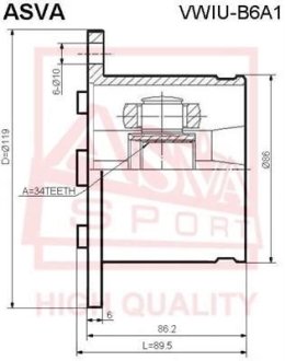 ШРУС ВНУТРЕННИЙ 34x108 ASVA VWIU-B6A1