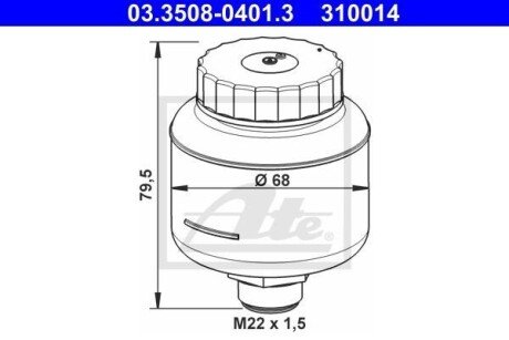 Компенсационный бак, тормозная жидкость ATE 03.3508-0401.3