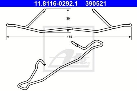 Фиксирующая пружина колодок, тормозной суппорт 1шт ATE 11811602921