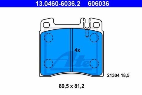 Комплект тормозных колодок, дисковый механизм ATE 13.0460-6036.2