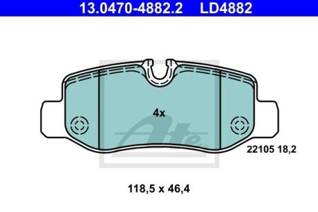 Комплект тормозных колодок из 4 шт. дисков ATE 13047048822 (фото 1)