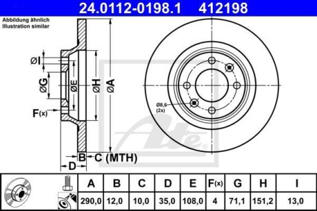 TARCZA HAM 24.0112-0198.1 CITROEN C4 II 1.2THP 15-/ PEUGEOT 3008 2.0HDI 11- ATE 24011201981