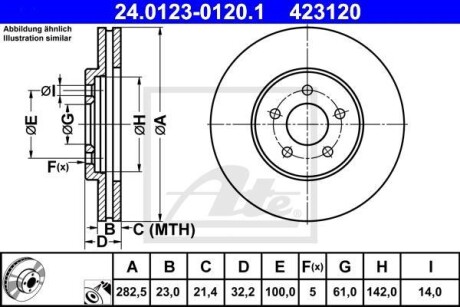 TARCZA HAM 24.0123-0120.1 CHRYSLER SEBRING 2.0 01-07, 2.4 01-07 ATE 24012301201