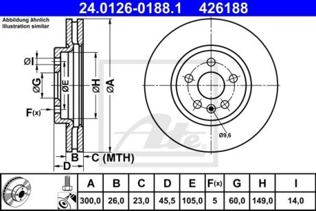 Диск гальмівнийPRZOD OPEL ASTRA K 15- ATE 24012601881