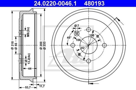 Тормозной барабан ATE 24022000461