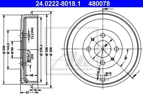 Гальмівний барабан ATE 24022280181