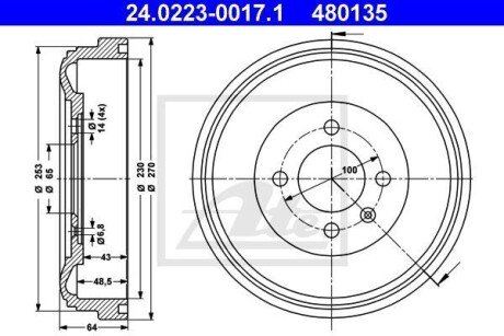 Гальмівний барабан ATE 24022300171