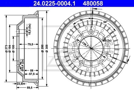 Гальмівний барабан ATE 24022500041