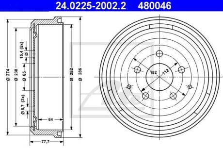 Тормозной барабан ATE 24022520022