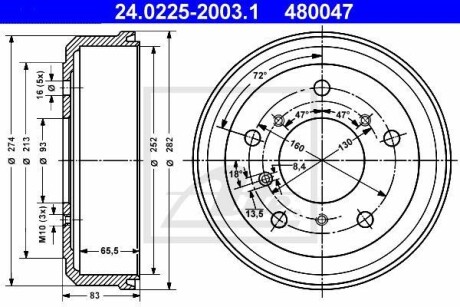 Тормозной барабан ATE 24.0225-2003.1