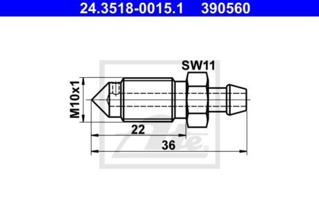 Болт воздушного клапана / вентиль ATE 24.3518-0015.1