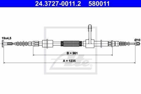 Трос, стояночная тормозная система ATE 24.3727-0011.2 (фото 1)