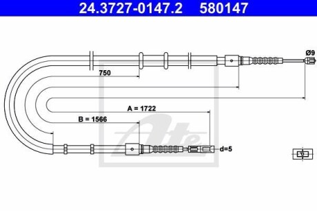 Трос ручного гальма ATE 24.3727-0147.2