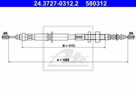 Трос, стояночная тормозная система ATE 24.3727-0312.2