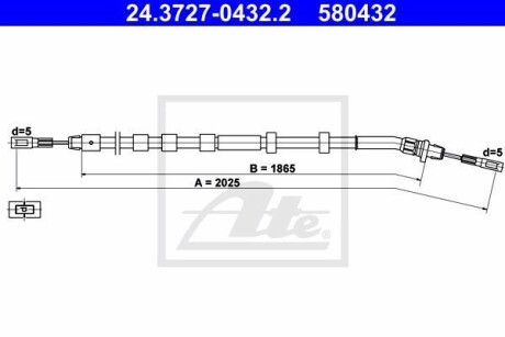 Трос, стояночная тормозная система ATE 24.3727-0432.2