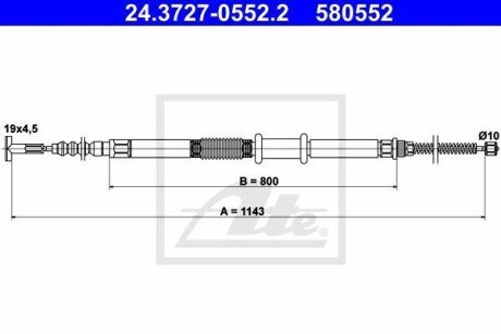 Трос, стояночная тормозная система ATE 24.3727-0552.2