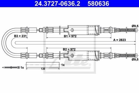 Трос гальма стоянки ATE 24.3727-0636.2