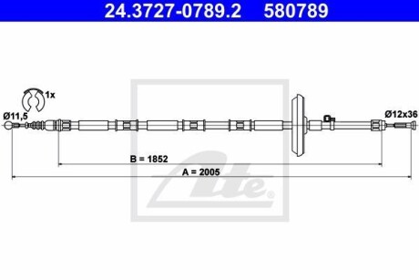 Трос, стояночная тормозная система ATE 24372707892