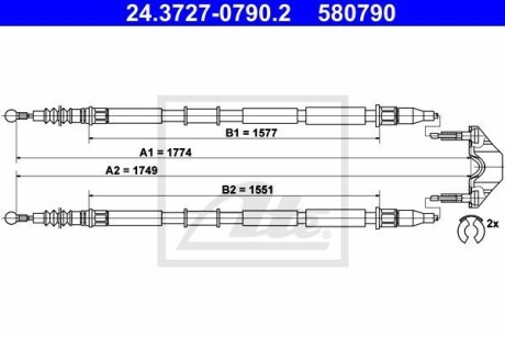 Трос ручного гальма ATE 24.3727-0790.2