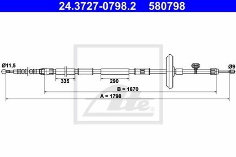 Трос ручного гальма ATE 24.3727-0798.2