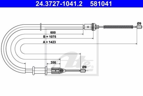Трос, стояночная тормозная система ATE 24.3727-1041.2