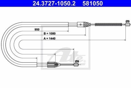 Трос, стояночная тормозная система ATE 24.3727-1050.2