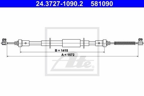 Трос, стояночная тормозная система ATE 24.3727-1090.2