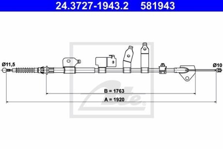 Трос, стояночная тормозная система ATE 24372719432