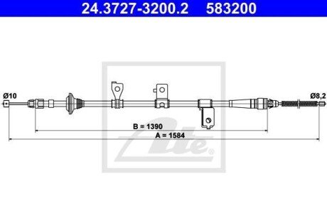 Трос, стояночная тормозная система ATE 24.3727-3200.2