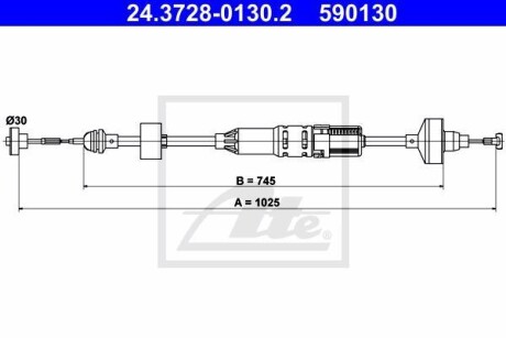 Трос, управление сцеплением ATE 24.3728-0130.2