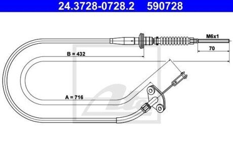 Трос, управление сцеплением ATE 24.3728-0728.2