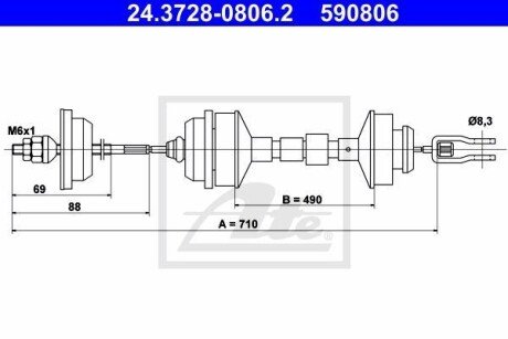 Трос, управление сцеплением ATE 24.3728-0806.2