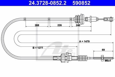 Трос, управление сцеплением ATE 24.3728-0852.2