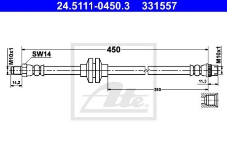 PRZEWУD HAM 24.5111-0450.3 DACIA DUSTER 1.2TCE 13-, 1.5DCI 10- PRZУD ATE 24511104503