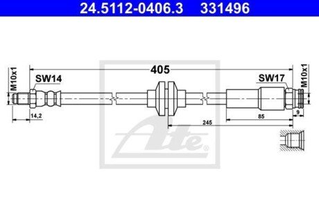 PRZEWУD HAM 24.5112-0406.3 FIAT 500 X 14-, DOBLO 10- ATE 24511204063