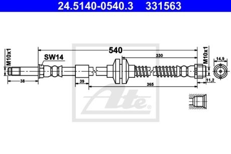 PRZEWУD HAM 24.5140-0540.3 VW AMAROK 2.0TSI 10-, 2.0TDI 10- PRZУD ATE 24514005403